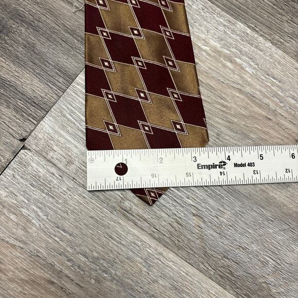 Vintage Gianni Versace‎ Geometric Brown Red Mens 4" Italian Designer Silk Tie - Picture 4 of 7